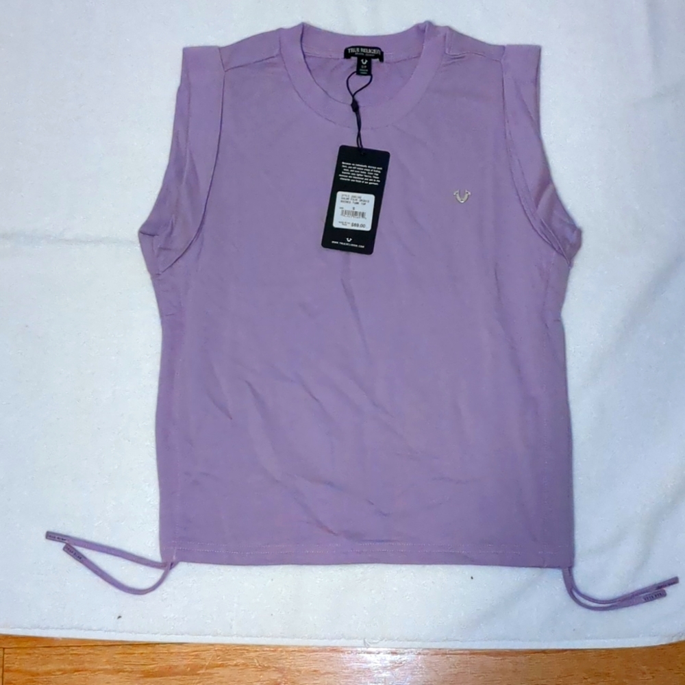 New True Religion Ruched Tank Top Purple Size Small